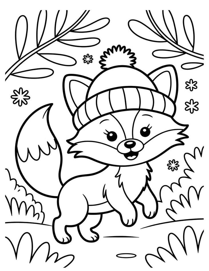 hình ảnh tô màu con cáo nhỏ