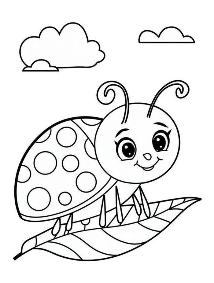 hình ảnh tranh tô màu bọ rùa vui vẻ cười tươi