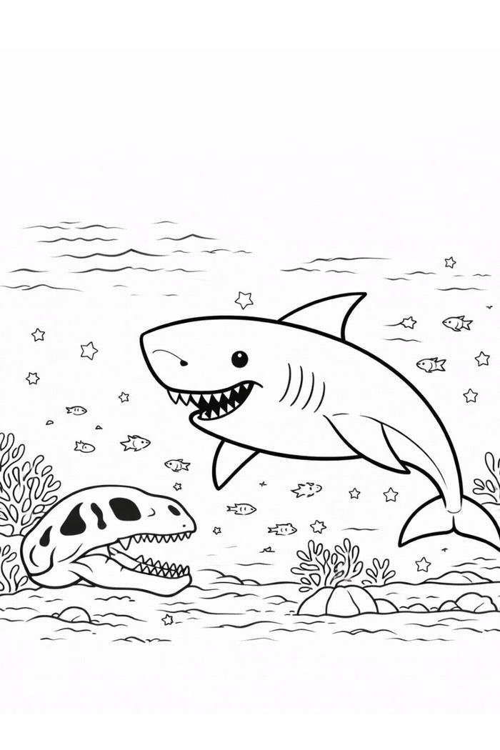 hình cá mập cho thiếu nhi tô màu