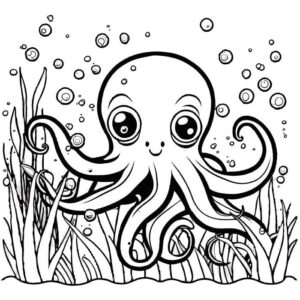 hình con bạch tuộc đơn giản cho bé