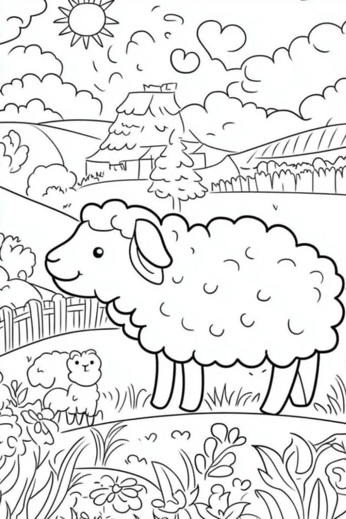 hình cừu hiền lành tranh tô màu con cừu