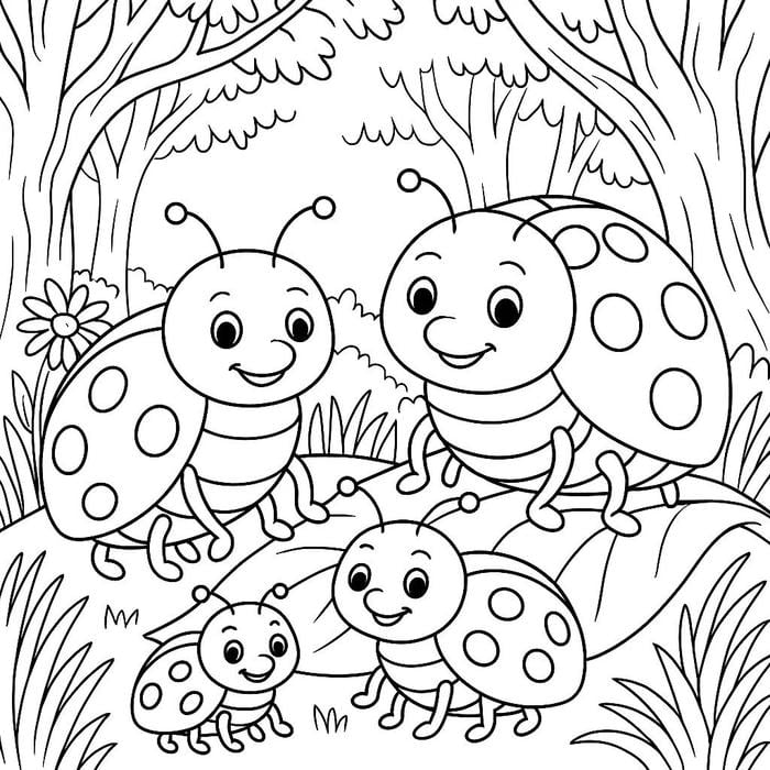 hình tô màu bọ rùa trong rừng