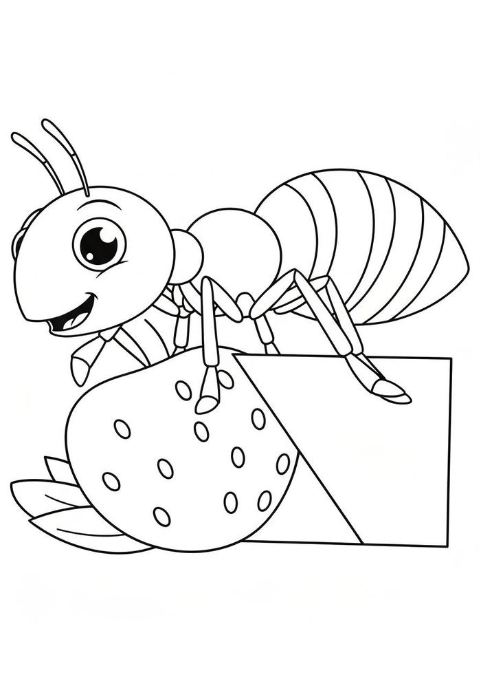 hình tô màu con kiến bò tha thức ăn