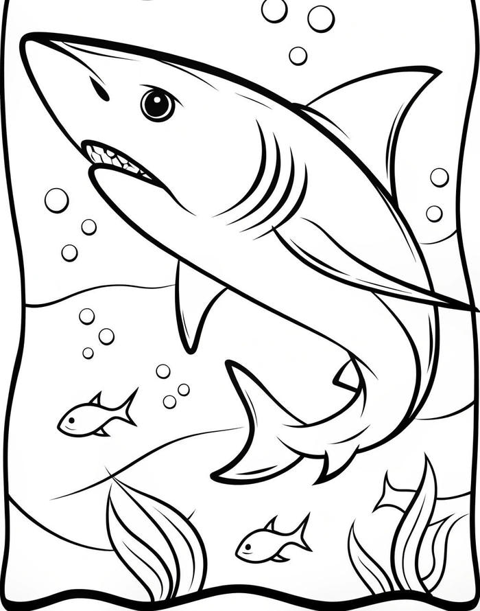 hình vẽ cá mập nét rõ