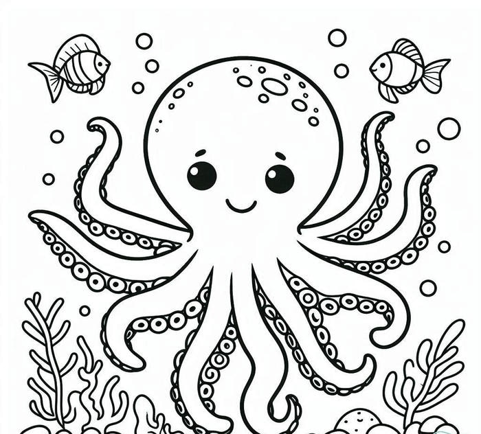 hình vẽ con bạch tuộc cho bé