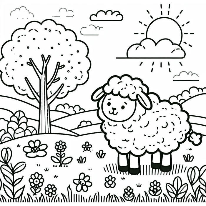 hình vẽ con cừu cho bé tô