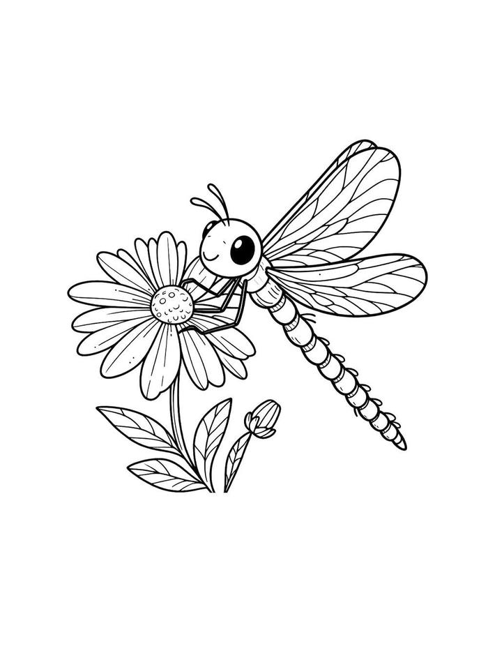 tập tô màu côn trùng chuồn chuồn