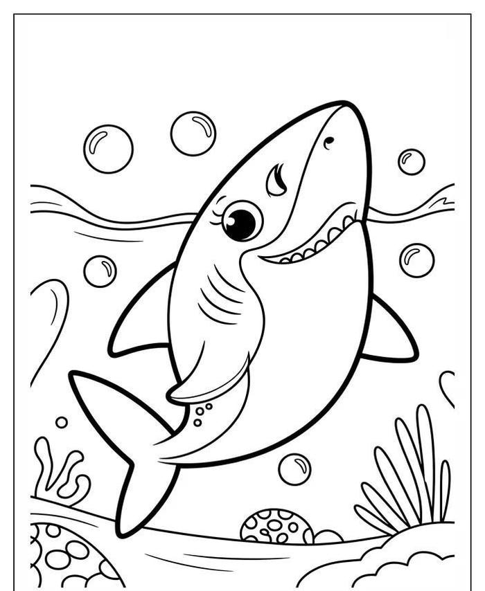 tô màu cá mập vui học tô tranh