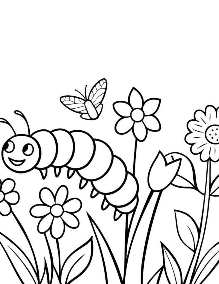 tô màu con sâu phù hợp luyện tập