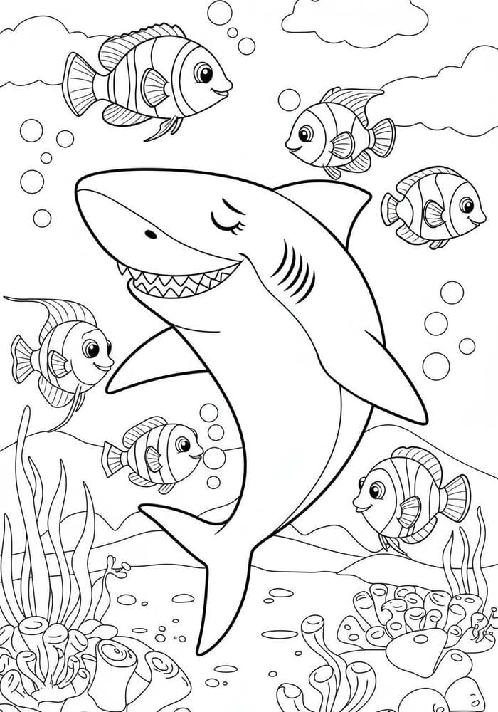 tranh cá mập dành trẻ nhỏ