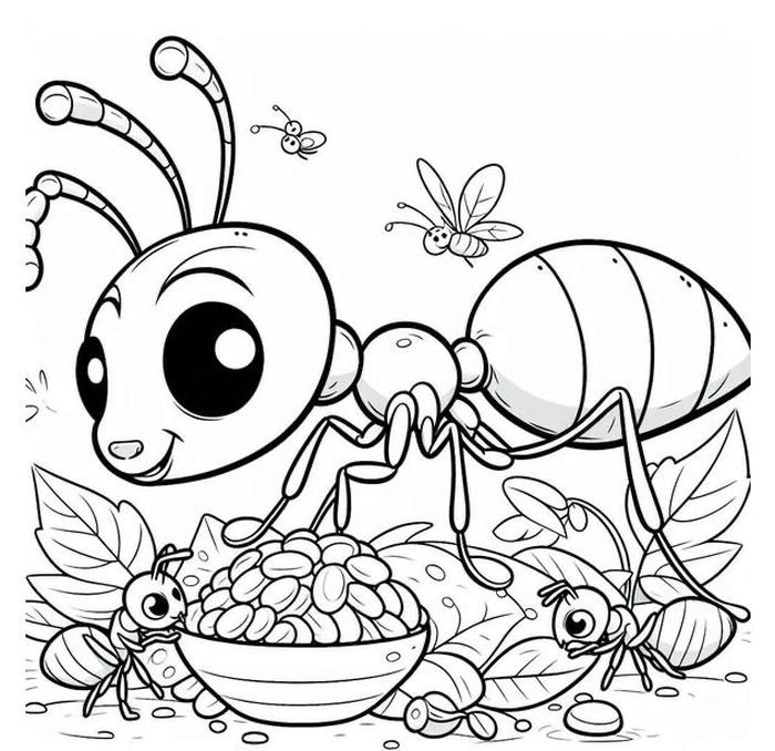 tranh tô con kiến mẹ và kiến con