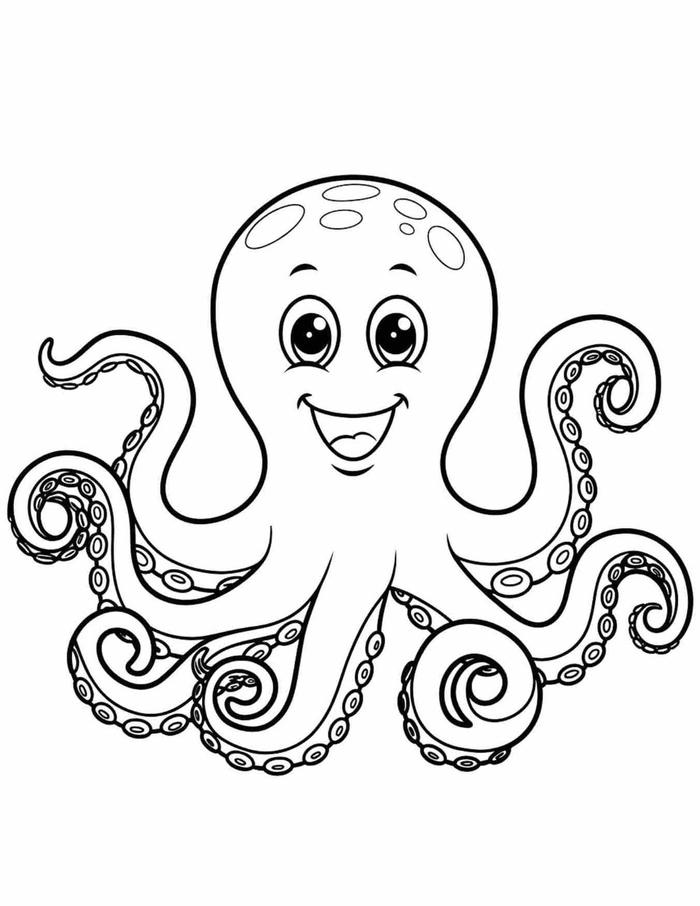 tranh tô màu bạch tuộc cho trẻ