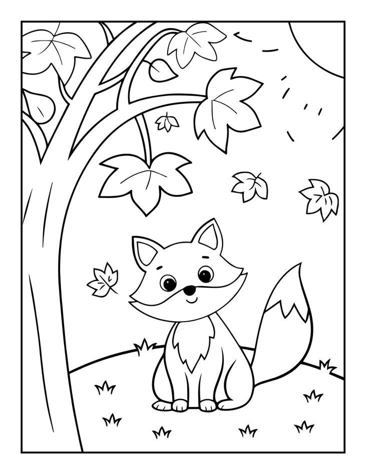 tranh tô màu con cáo đáng yêu