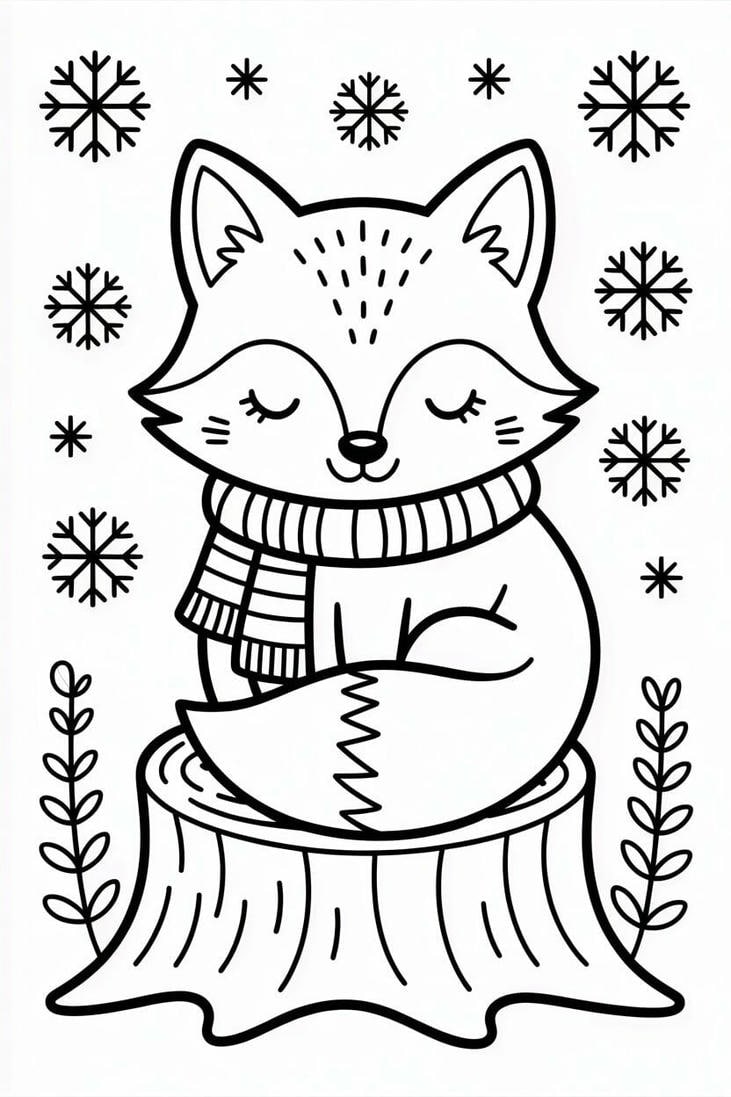tranh tô màu con cáo thân thiện