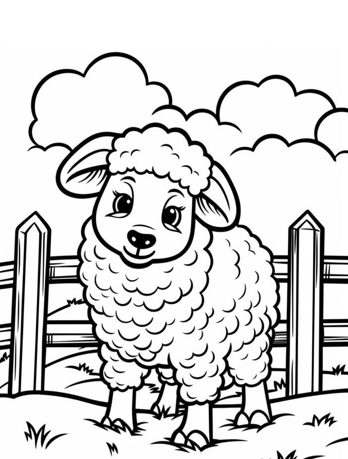 tranh tô màu con cừu cho bé nhà trẻ