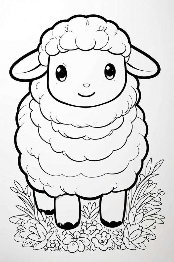 tranh tô màu con cừu học tại nhà