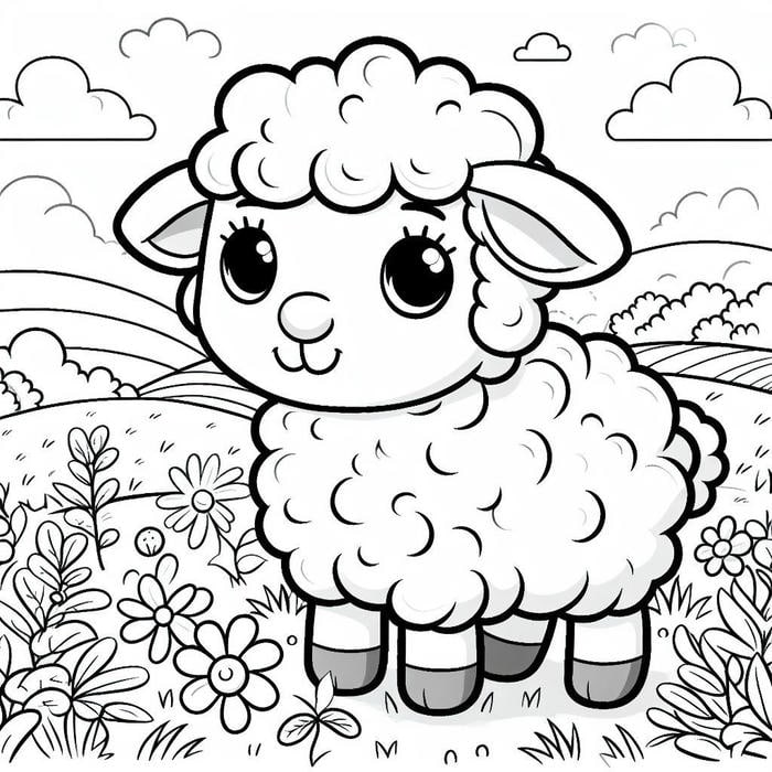 tranh tô màu con cừu nét rõ
