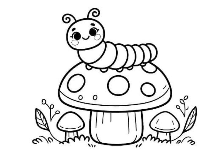 tranh tô màu con sâu đáng yêu