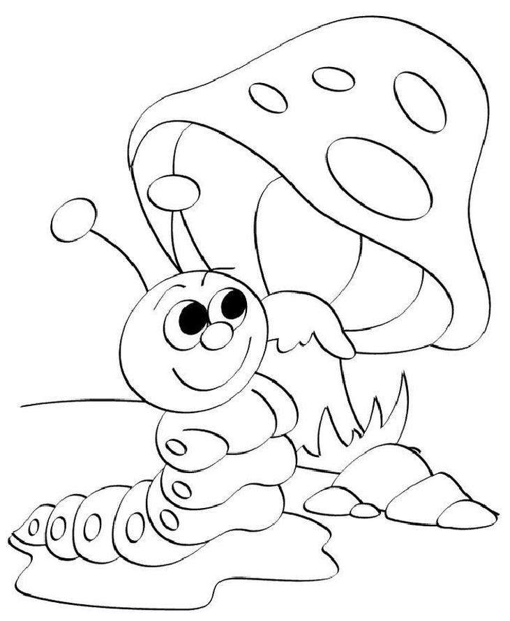 tranh tô màu con sâu vui nhộn