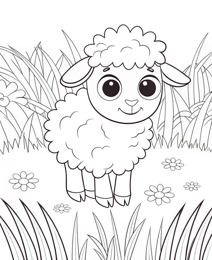 tranh tô màu giúp bé học về con cừu