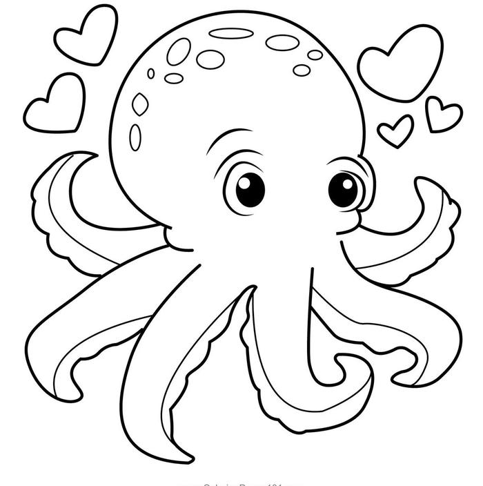 tranh tô màu hình bạch tuộc nhỏ