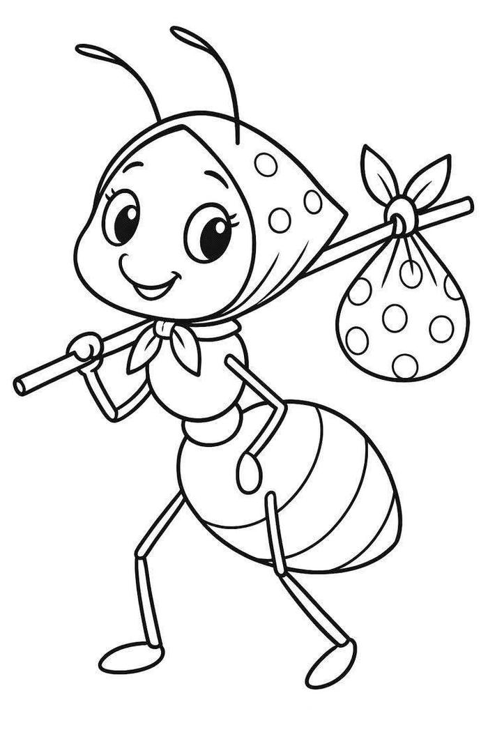 tranh tô màu kiến quàng khăn