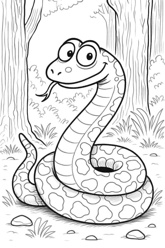 tranh tô màu rắn hoạt hình