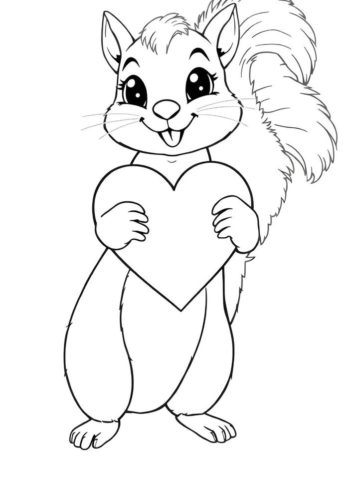 ảnh tô màu con sóc có đôi mắt long lanh