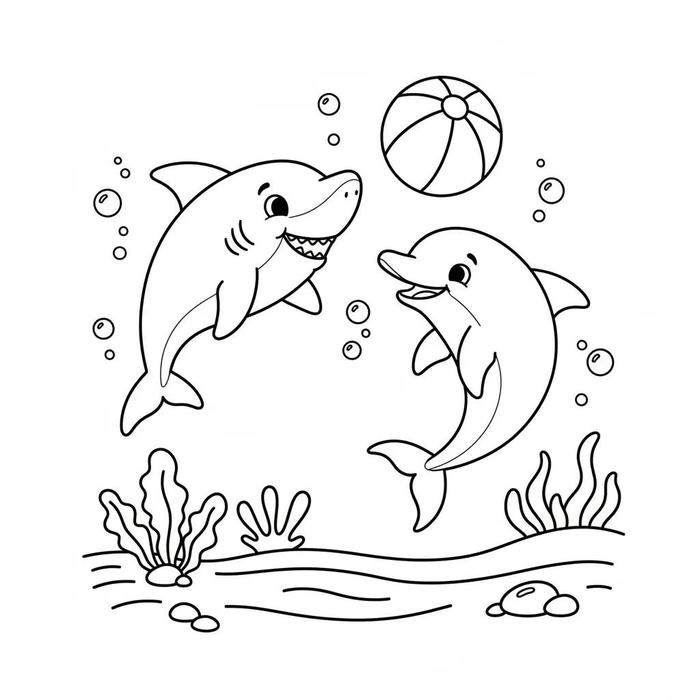 ảnh tranh tô màu cá heo dễ tô
