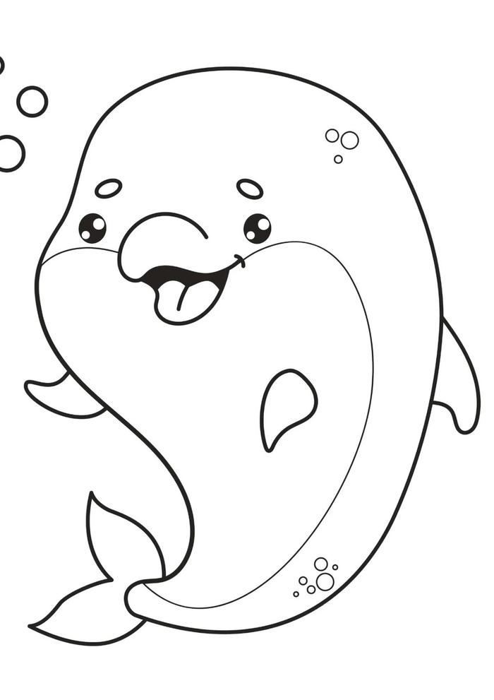 ảnh tranh tô màu cá heo đơn giản