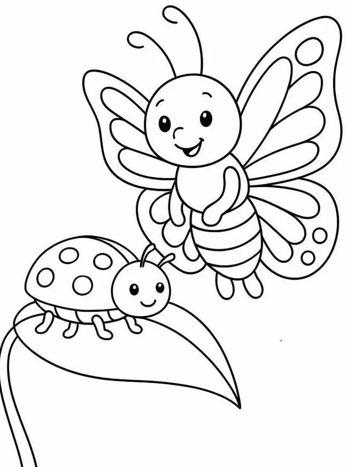 ảnh tranh tô màu con bướm và bo dừa