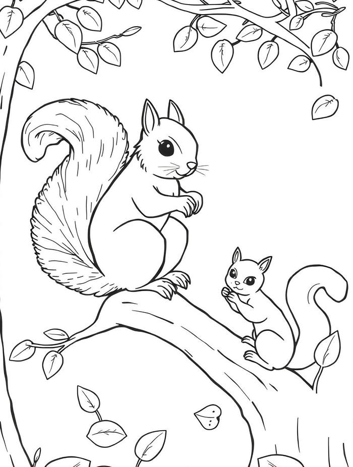 ảnh tranh tô màu con sóc nét rõ