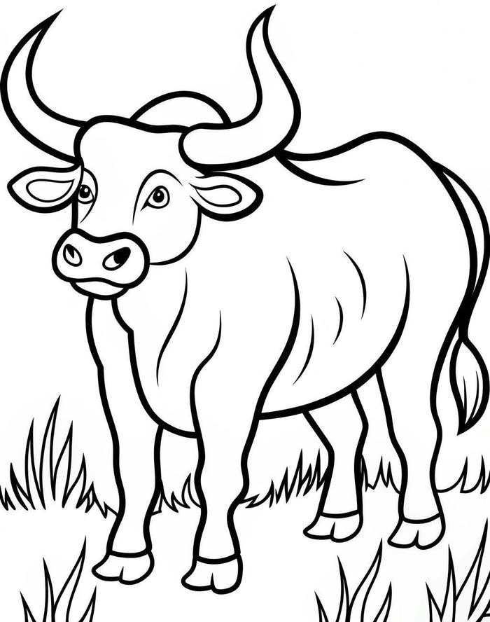 ảnh tranh tô màu trâu dáng đứng vững