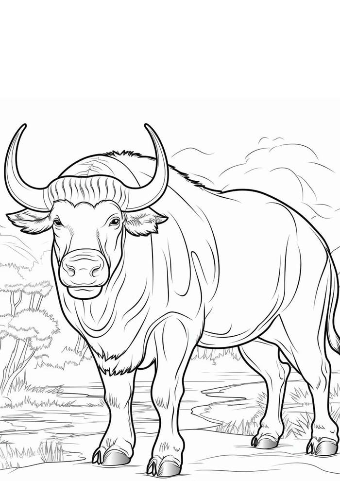 ảnh tranh tô màu trâu phong cách tập vẽ