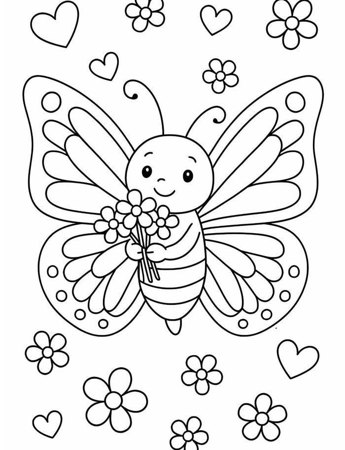ảnh vẽ con bướm cho bé tô màu rực rỡ