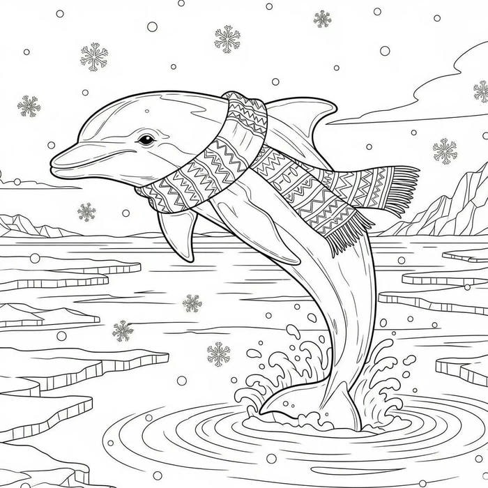 hình ảnh tranh tô màu cá heo sáng tạo