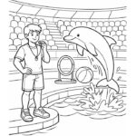 hình ảnh tranh tô màu cá heo vui nhộn