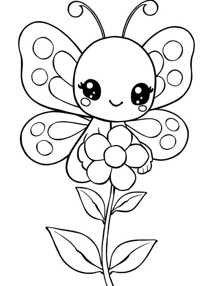 hình ảnh tranh tô màu con bướm hoạt hình