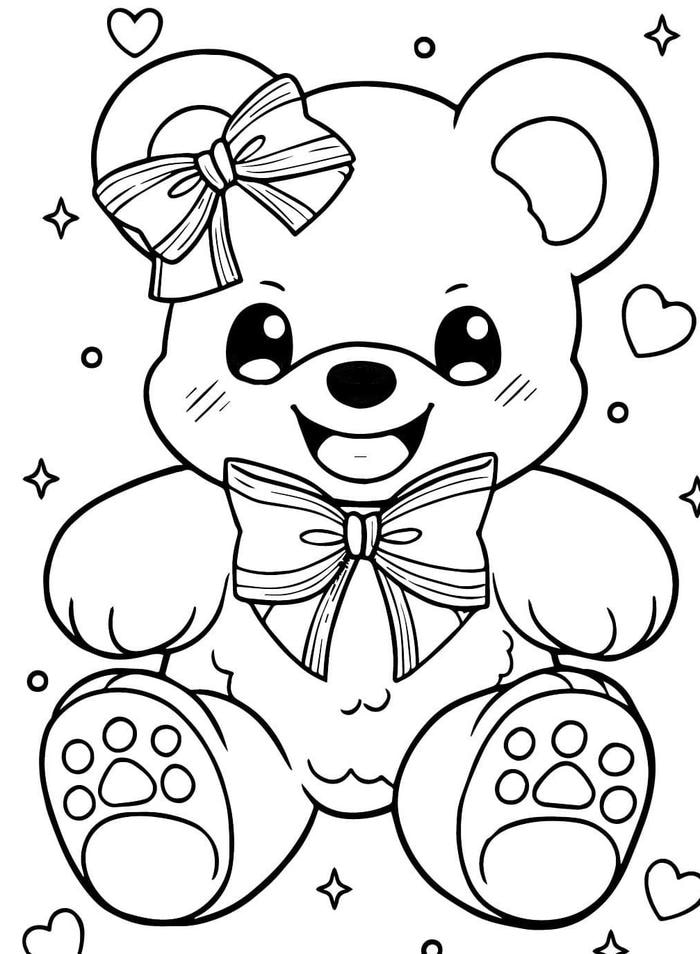 hình ảnh tranh tô màu con gấu bông