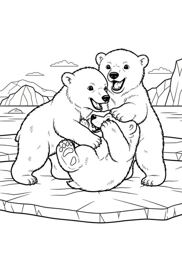 hình ảnh tranh tô màu con gấu và bạn