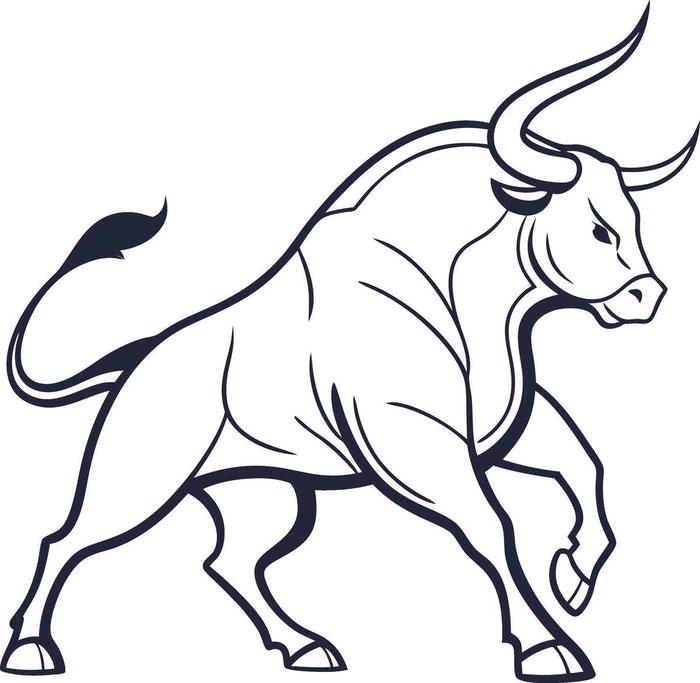 hình ảnh tranh tô màu trâu hung dữ