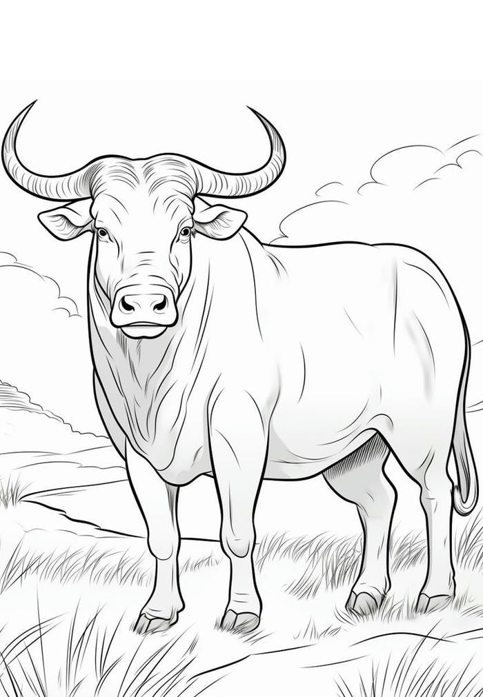 hình ảnh tranh tô màu trâu minh họa giáo khoa