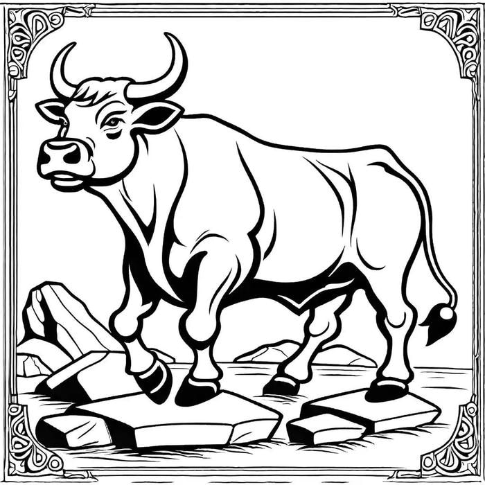 hình ảnh tranh tô màu trâu nét viền rõ ràng