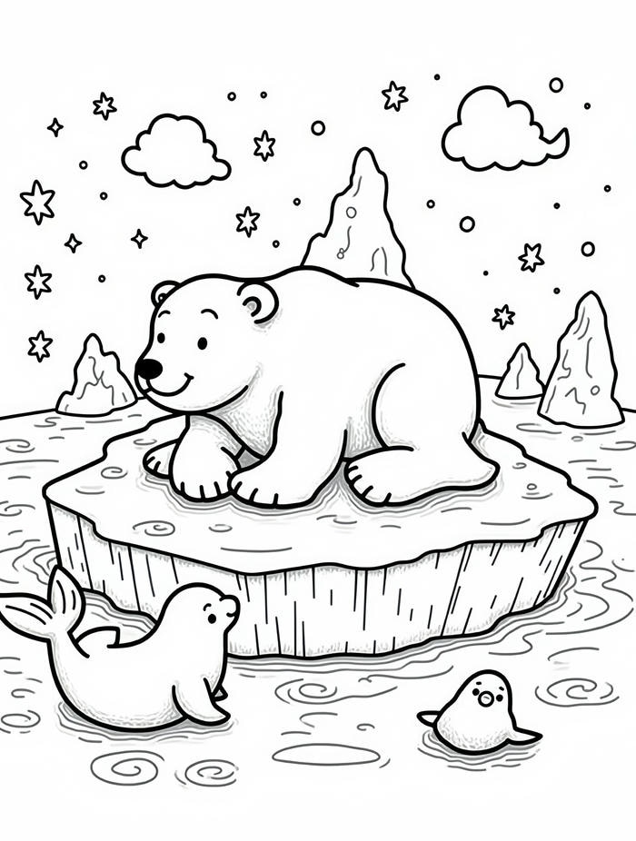 hình gấu bắc cực tranh tô màu cho trẻ nhỏ