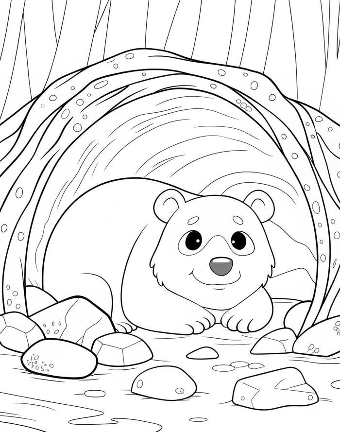 hình tô màu gấu đang cuộn tròn