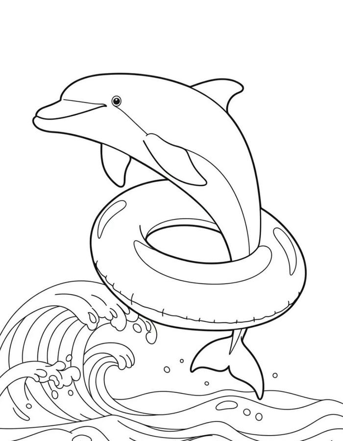 hình tranh tô màu cá heo cho trẻ em