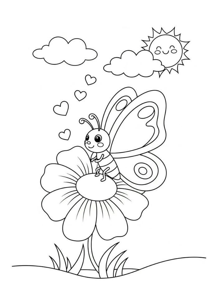 hình tranh tô màu con bướm xinh xắn