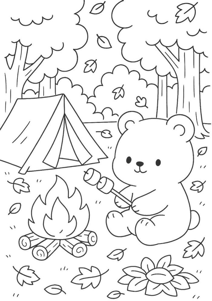 hình tranh tô màu con gấu mập mạp đáng yêu