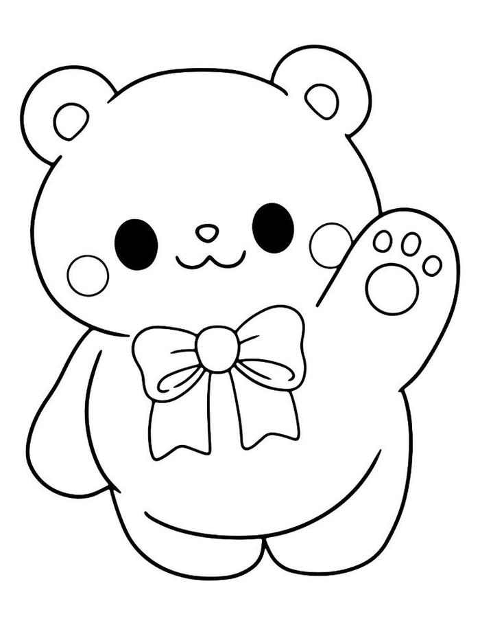hình tranh tô màu con gấu tay ngắn