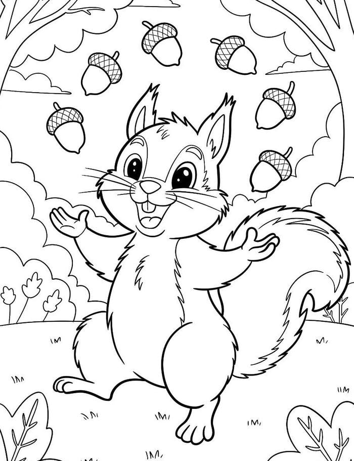 hình tranh tô màu con sóc lém lỉnh cho bé